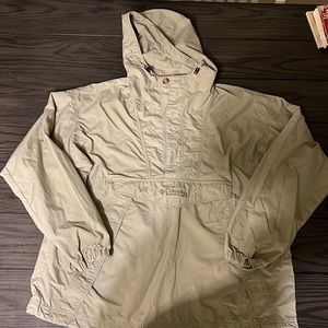 Mens Columbia Vintage Anorak Tan Pullover Hooded Jacket Size Large